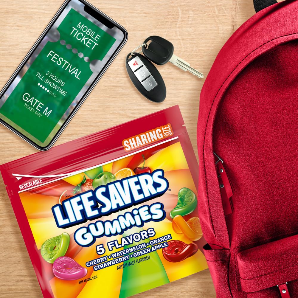 LIFE SAVERS GUMMIES 5 Flavors Gummy Summer Candy, Sharing Size, 14.5 oz Bag - Image 7