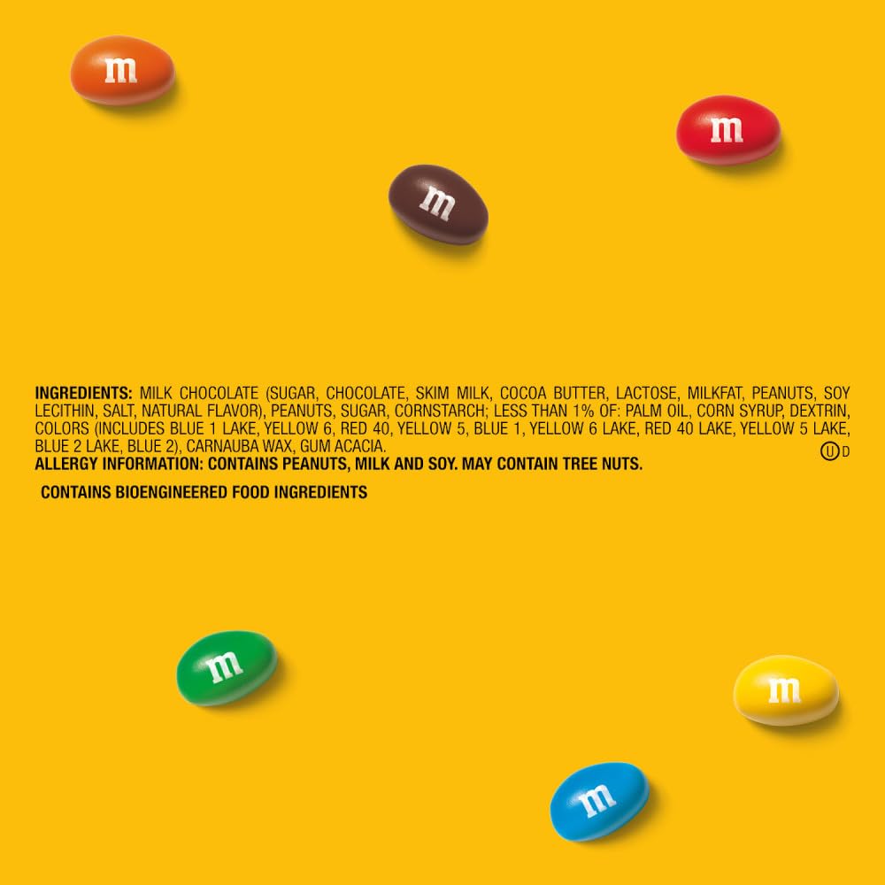 M&M'S Peanut Milk Chocolate Candy Resealable Bulk Pack, Party Size, 38 oz Bag, For Sharing, Baking and Snacking - Image 3
