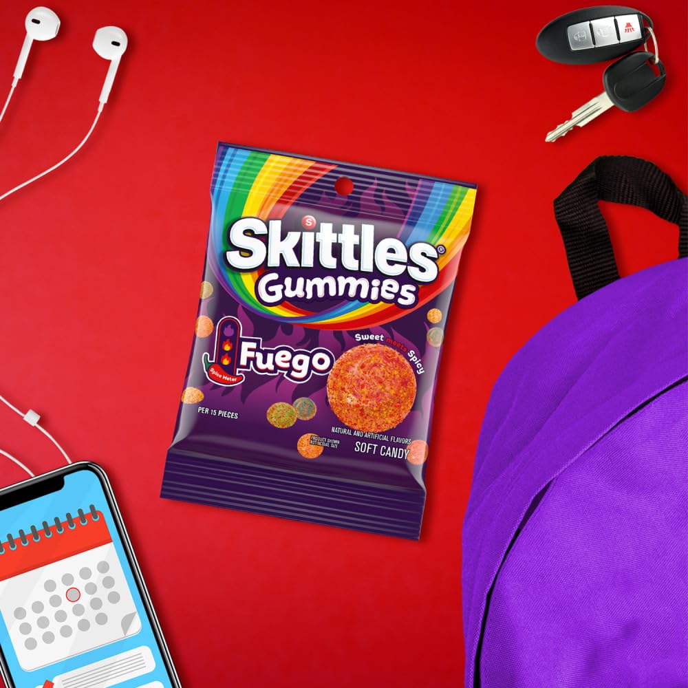 SKITTLES GUMMIES Fuego Sweet and Spicy Gummy Candy, 5.8 Oz Bag, 12 Pack - Image 6