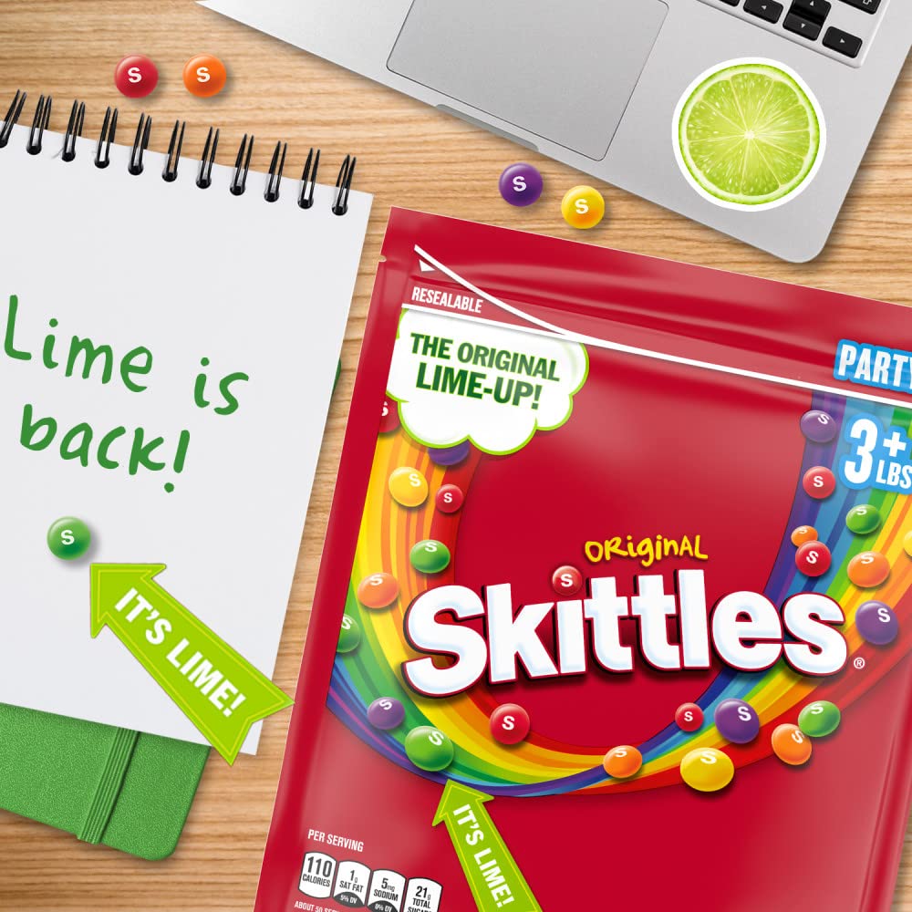 SKITTLES Original Summer Chewy Candy, Party Size, 50 Oz Resealable Bulk Candy Bag - Image 8