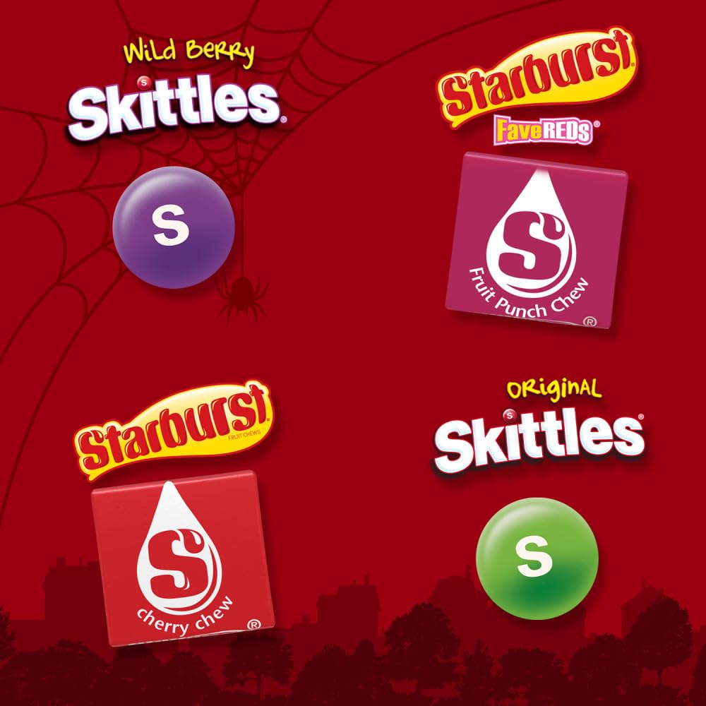SKITTLES Original & Wild Berry, Starburst Original & FaveReds Fun Size Chewy Candy, Assorted Variety, Candy Bulk Individually Wrapped, 32.28 Oz Jumbo, Bulk Bag - Image 3