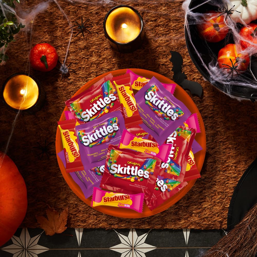 SKITTLES Original & Wild Berry, Starburst Original & FaveReds Fun Size Chewy Candy, Assorted Variety, Candy Bulk Individually Wrapped, 32.28 Oz Jumbo, Bulk Bag - Image 5