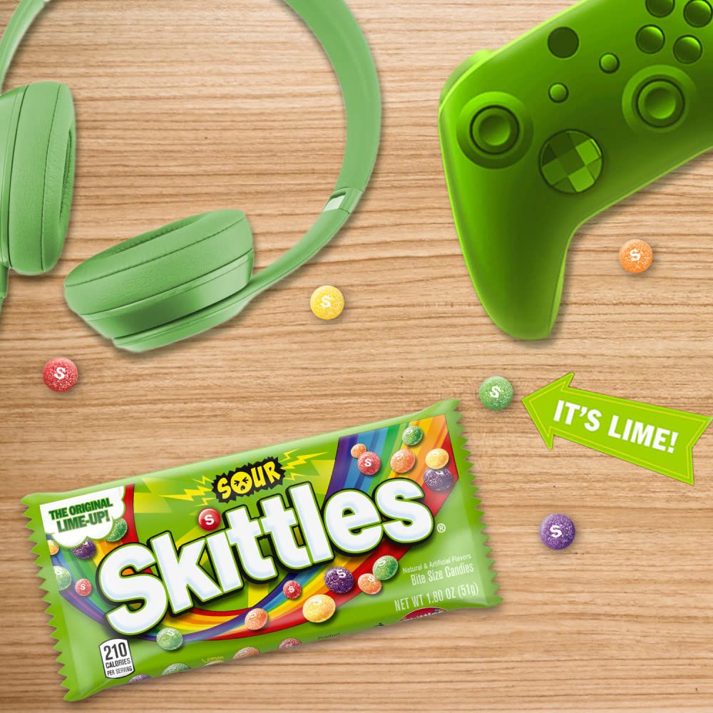 SKITTLES Sours Individually Wrapped Full Size Chewy Sour Candy Packs, 24 Ct Bulk Box for Parties, Movie Nights & Sharing - Image 8