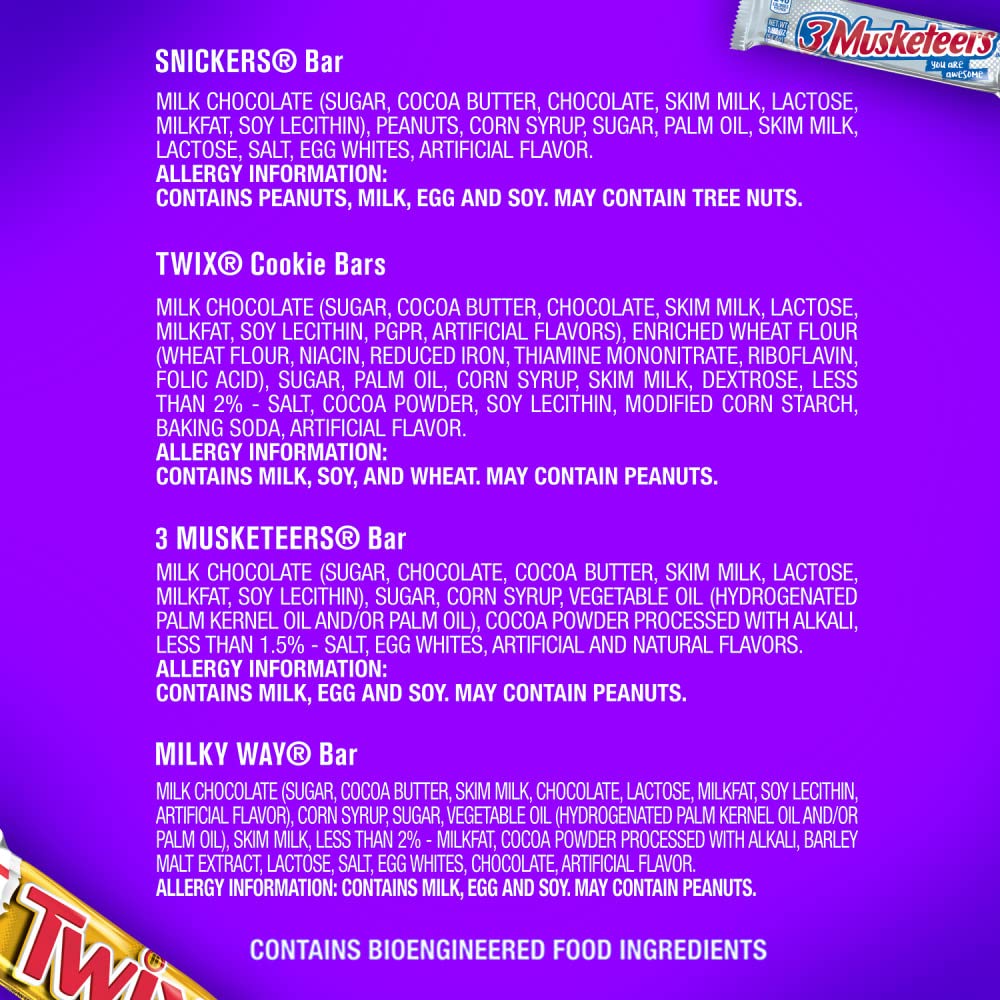 SNICKERS, TWIX, MILKY WAY & 3 MUSKETEERS Individually Wrapped Variety Pack Full Size Milk Chocolate Candy Bars Bulk Assortment, 33.31 oz, 18 Bars - Image 9