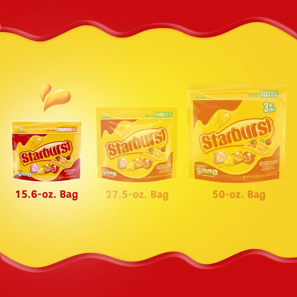 STARBURST Chewy Candy, Sharing Size, Individually Wrapped Fruit Chews Candy, 15.6 oz Resealable Bag - Image 4