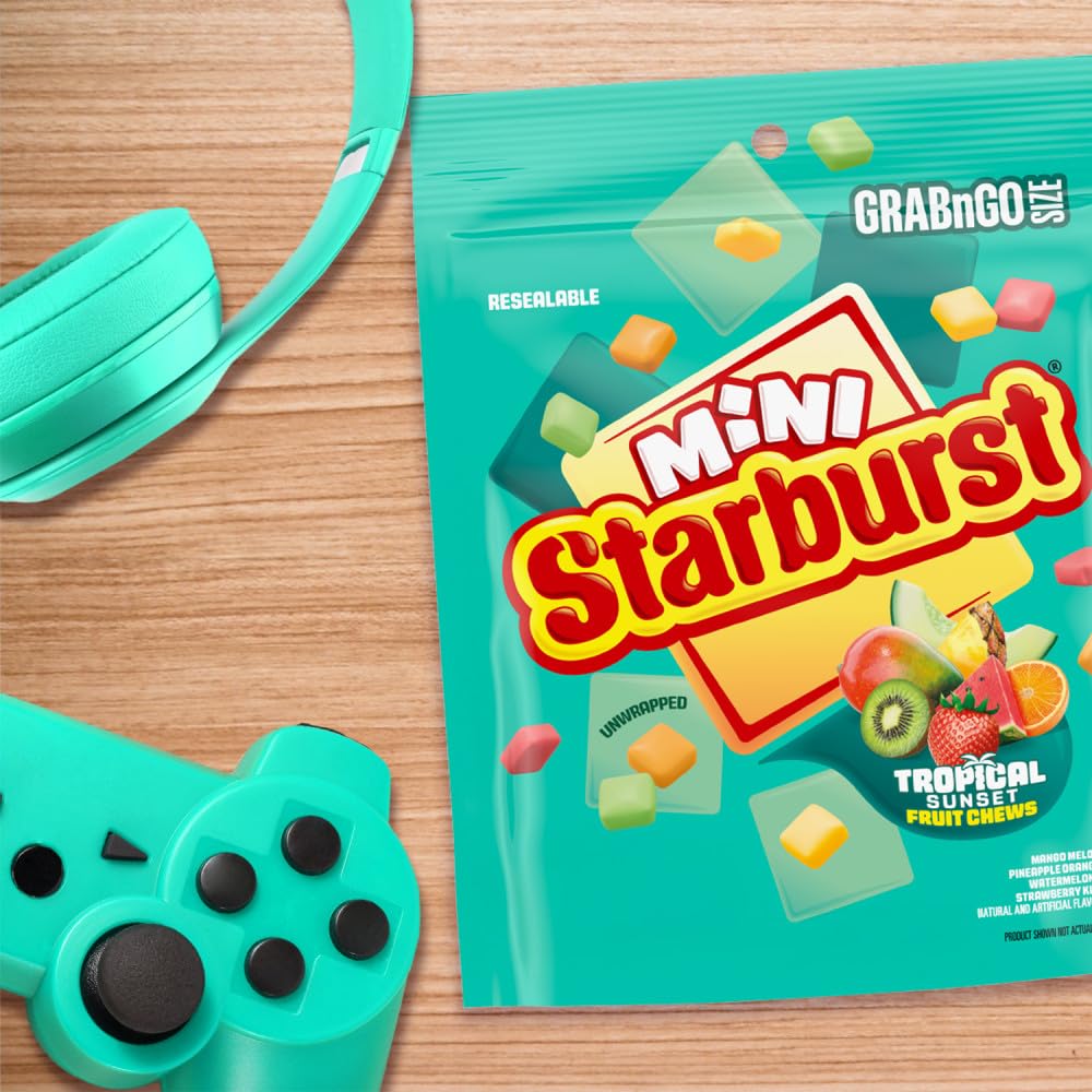 STARBURST MINIS Tropical Sunset Chewy Candy Movie Night Concession, Road Trip Snack Fruit Chews, Grab'N'Go, 7.2 Oz Bag, 8 Pack - Image 7