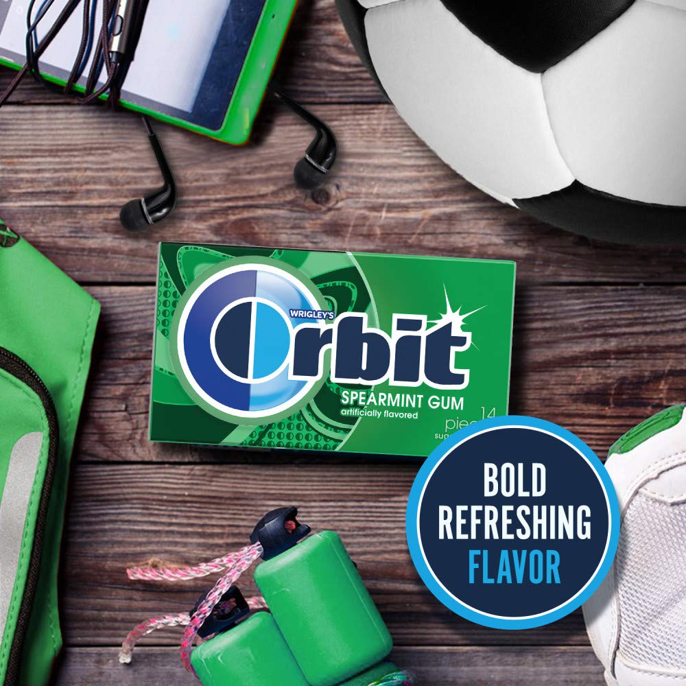 WRIGLEY'S ORBIT Gum Sugar-Free Spearmint - 12 Packs in Bulk, 14 Pieces Each - Chewing Gum, 168 Total Pieces - Image 7